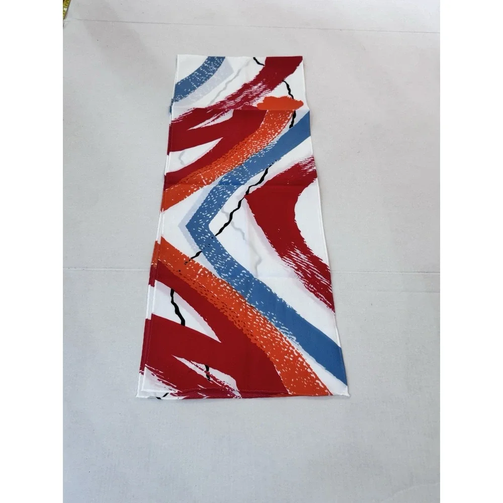 Vintage 80s‎ Avon Scarf Red Blue Brushstroke Print 52